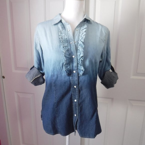 River & Rose Tops - 4/$20 NWOT River & Rose Denim Top Roll Tab Sleeves